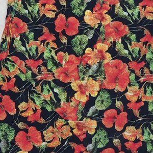 Orange Poppys on black Lularoe leggings Tall & Curvy TC